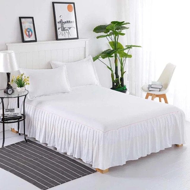 White Frill Bedsheet with 2 Sham pillow covers - DecorStudio - Bedsheet