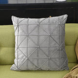 light grey Velvet Diamond pleated Cushion Cover