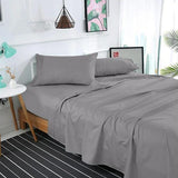 Cotton Satin Plain Bedsheet Set - 3 Pieces - Grey
