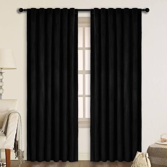 Luxury Plain Velvet Eyelet Curtains With linning - Black - DecorStudio - PLAIN DYED CURTAINS