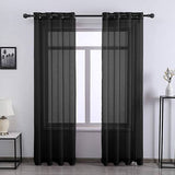 Pack of 2 Sparkling Plain Organza Curtains - Black - DecorStudio - PLAIN DYED CURTAINS