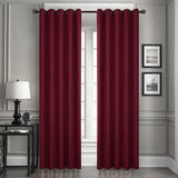 Pack of 2 Plain Dyed Eyelet Curtains with linning - Maroon - DecorStudio - PLAIN DYED CURTAINS