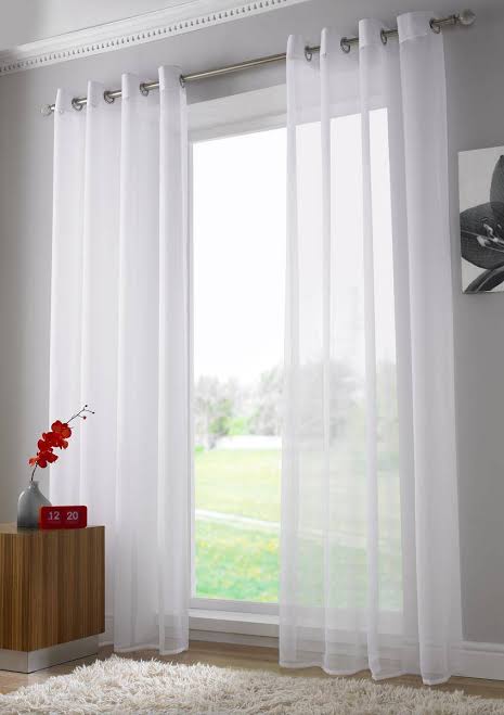 Sparkling Plain Organza Curtains - White - DecorStudio - PLAIN DYED CURTAINS