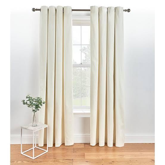 Pack of 2 Plain Dyed Eyelet Curtains with linning- Cream - DecorStudio - PLAIN DYED CURTAINS