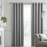 Pack of 2 Plain Dyed Eyelet Curtains With linning- Light Grey - DecorStudio - PLAIN DYED CURTAINS