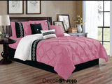 Artistically Embroidered Pintuck Baby Pink Duvet Covers Set - 8 Pieces - DecorStudio -