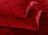 Elegant Cross Pleated Duvet Covers Set Red - 8 Pieces - DecorStudio - Duvet Cover