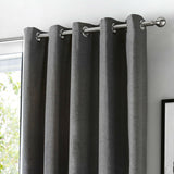 Pack of 2 Plain Dyed Eyelet Curtains with linning - Charcoal Grey - DecorStudio - PLAIN DYED CURTAINS
