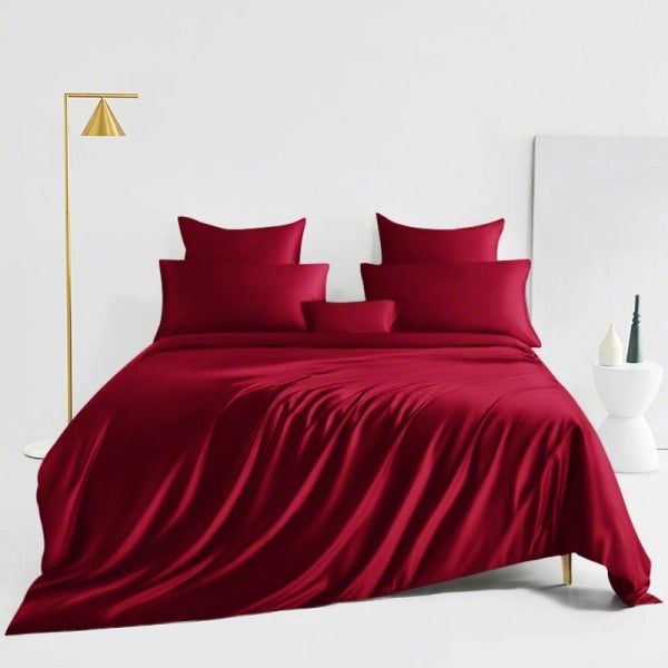 Luxury Red Pure Silk Duvet set -8 pieces - DecorStudio - Duvet Cover