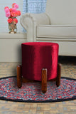 Royal Ottoman Wooden stool Drone shape-Red Velvet - DecorStudio - Wooden Products